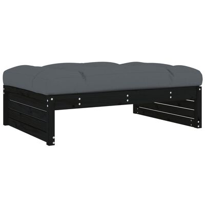 vidaXL 5-tlg. Garten-Lounge-Set mit Kissen Schwarz Massivholz