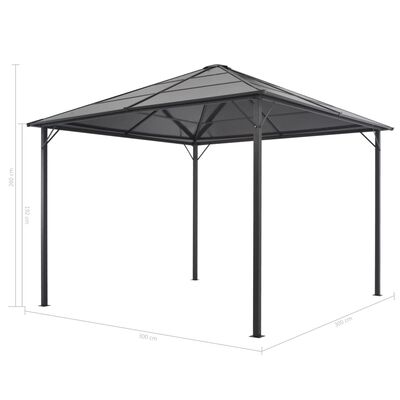 vidaXL Gartenpavillon mit Dach Aluminium 3×3 m Anthrazit