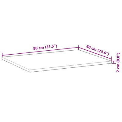 vidaXL Waschtischplatte Unbehandelt 80x60x2 cm Massivholz Akazie