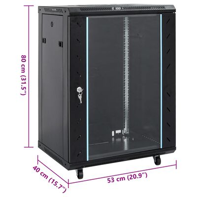 vidaXL 15U Netzwerkschrank 19" IP20 Schwarz 53x40x80 cm