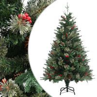 vidaXL Weihnachtsbaum mit Zapfen Grün 120 cm PVC & PE