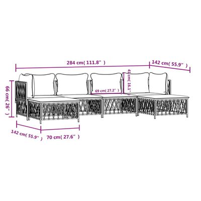 vidaXL 6-tlg. Garten-Lounge-Set mit Kissen Weiß Stahl