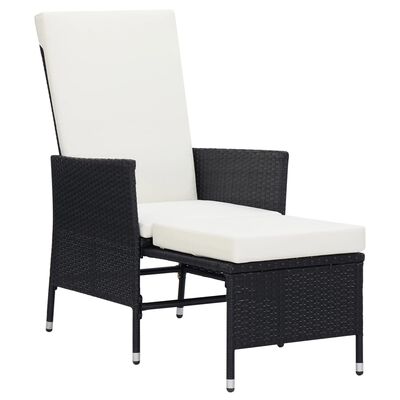 vidaXL 3-tlg. Garten-Lounge-Set mit Kissen Poly-Rattan Schwarz