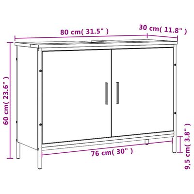 vidaXL Waschbeckenunterschrank Schwarz 80x30x60 cm Holzwerkstoff