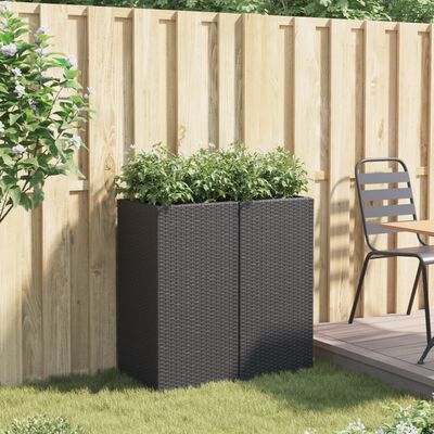 vidaXL Pflanzkübel 2 Stk. Schwarz 40x40x80 cm Poly Rattan