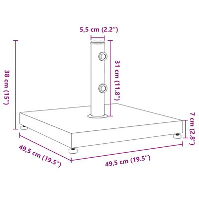 vidaXL Sonnenschirmständer Ø32/38/48 mm Mast 28 kg Quadratisch