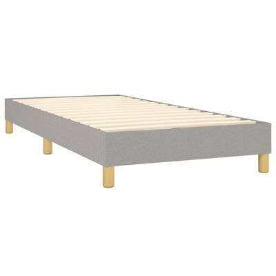 vidaXL Boxspringbett mit Matratze & LED Hellgrau 90x190 cm Stoff