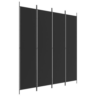 vidaXL 4-tlg. Paravent Schwarz 200x220 cm Stoff