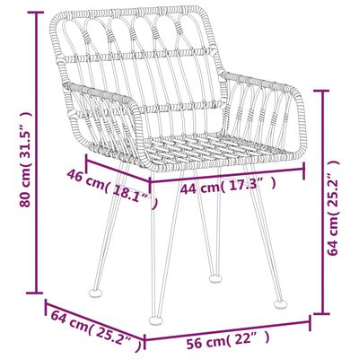 vidaXL 5-tlg. Garten-Essgruppe Schwarz Poly Rattan