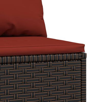 vidaXL Garten-Mittelsofas mit Kissen 2 Stk. Braun Poly Rattan