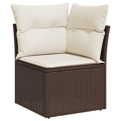 vidaXL 13-tlg. Garten-Sofagarnitur mit Kissen Braun Poly Rattan