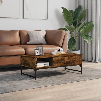 vidaXL Couchtisch Räuchereiche 100x50x35 cm Holzwerkstoff und Metall