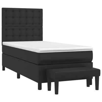 vidaXL Boxspringbett mit Matratze Schwarz 80x200 cm Kunstleder