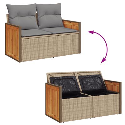 vidaXL 8-tlg. Garten-Sofagarnitur mit Kissen Beige Poly Rattan