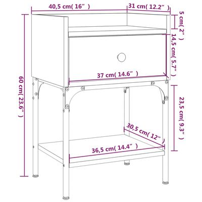 vidaXL Nachttische 2 Stk. Grau Sonoma 40,5x31x60 cm Holzwerkstoff