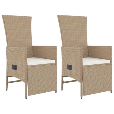 vidaXL 3-tlg. Garten-Essgruppe mit Kissen Beige Poly Rattan