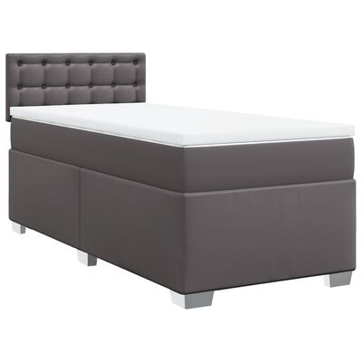 vidaXL Boxspringbett mit Matratze Grau 90x190 cm Kunstleder