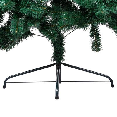 vidaXL Künstlicher Halb-Weihnachtsbaum Beleuchtung Kugeln Grün 240 cm