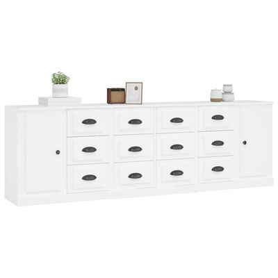 vidaXL Sideboards 3 Stk. Weiß Holzwerkstoff