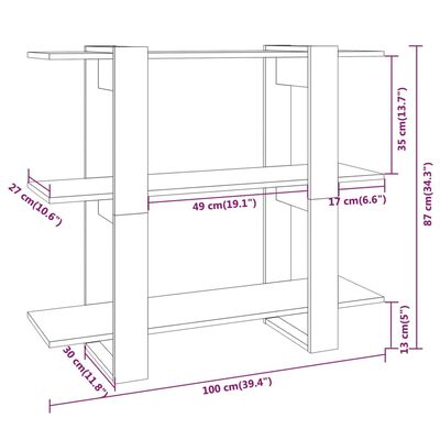 vidaXL Bücherregal/Raumteiler Schwarz 100x30x87 cm