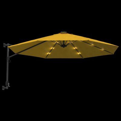 vidaXL Wand-Sonnenschirm mit LEDs Gelb 290 cm