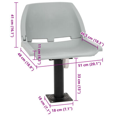 vidaXL 2-tlg. Bootssitz-Set Klappbar Kein Kissen Grau 48x51x41 cm