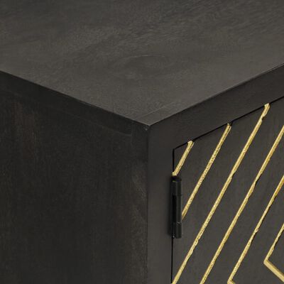 vidaXL Sideboard Schwarz und Golden 110x30x75 cm Massivholz Mango