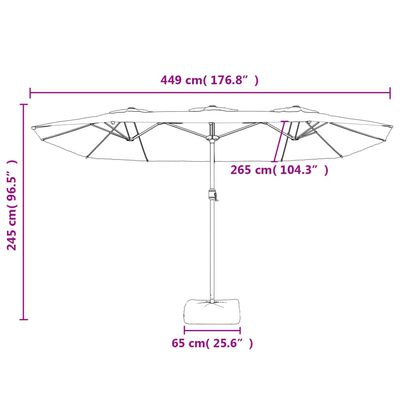 vidaXL Doppel-Sonnenschirm mit LED-Leuchten Schwarz 449x245 cm