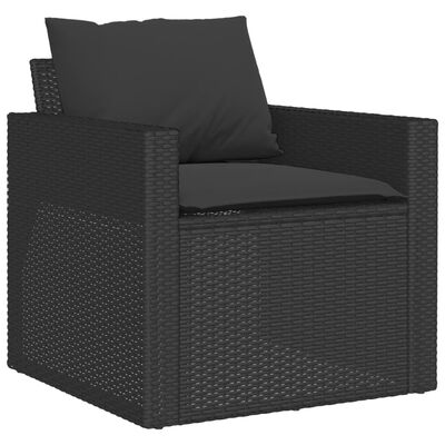 vidaXL 4-tlg. Garten-Sofagarnitur mit Kissen Schwarz Poly Rattan