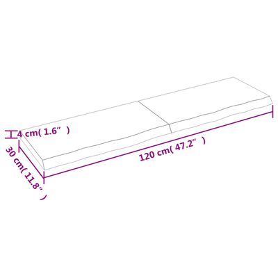 vidaXL Waschtischplatte Dunkelbraun 120x30x(2-4)cm Massivholz