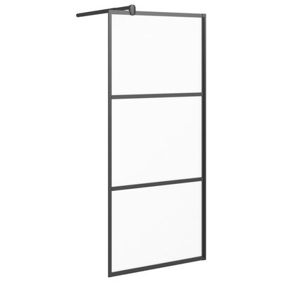 vidaXL Duschwand für Walk-In Dusche 90x195 cm ESG Mattiert Schwarz