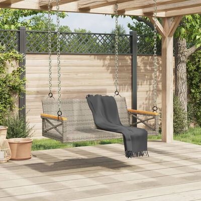 vidaXL Hängebank Grau 109x62x40 cm Poly Rattan