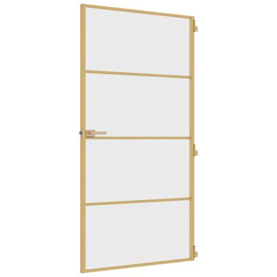 vidaXL Innentür Schlank Golden 102,5x201,5 cm Hartglas und Aluminium