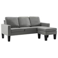 vidaXL 3-Sitzer-Sofa mit Hocker Grau Kunstleder