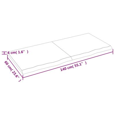 vidaXL Waschtischplatte Dunkelbraun 140x60x(2-4)cm Massivholz