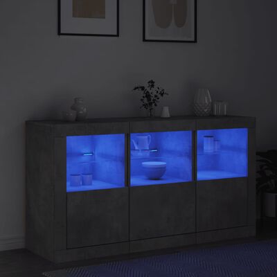 vidaXL Sideboard mit LED-Leuchten Betongrau 123x37x67 cm