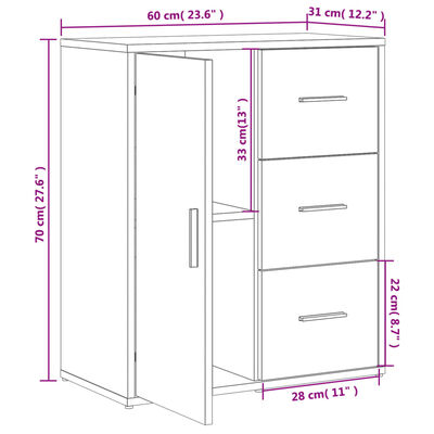 vidaXL Sideboards 2 Stk. Grau Sonoma-Eiche 60x31x70 cm Holzwerkstoff