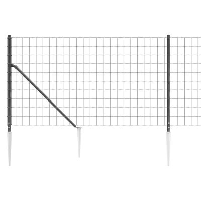 vidaXL Maschendrahtzaun mit Bodenhülsen Anthrazit 0,8x25 m