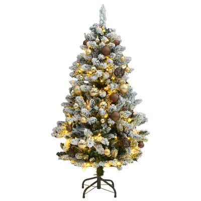 vidaXL Künstlicher Weihnachtsbaum Klappbar 150 LEDs & Kugeln 150 cm