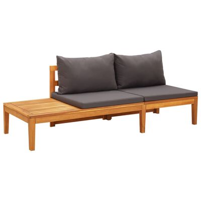 vidaXL 3-tlg. Garten-Lounge-Set mit Dunkelgrauen Kissen Massivholz Akazie