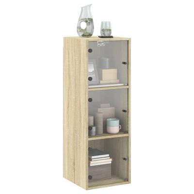 vidaXL Wandschrank mit Glastüren Sonoma-Eiche 35x37x100 cm