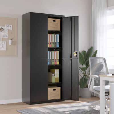 vidaXL Aktenschrank Schwarz 90x40x200 cm Stahl