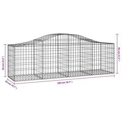 vidaXL Gabionen mit Hochbogen 30 Stk. 200x50x60/80 cm Verzinktes Eisen