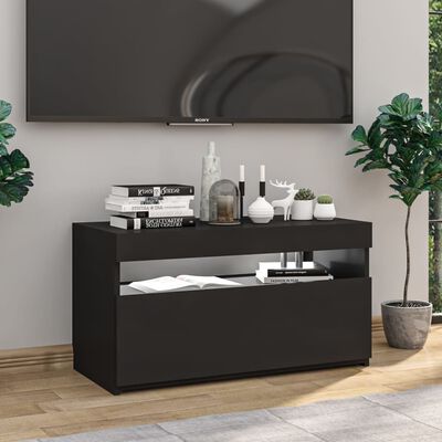 vidaXL TV-Schrank mit LED-Leuchten Schwarz 75x35x40 cm