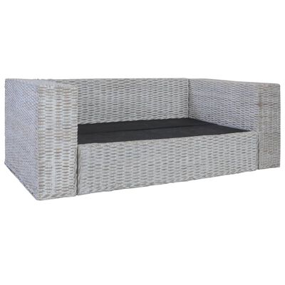 vidaXL 2-Sitzer-Sofa mit Kissen Grau Natürliches Rattan