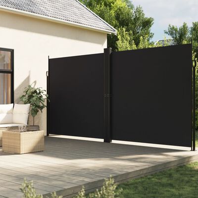 vidaXL Seitenmarkise Ausziehbar Schwarz 200x1000 cm