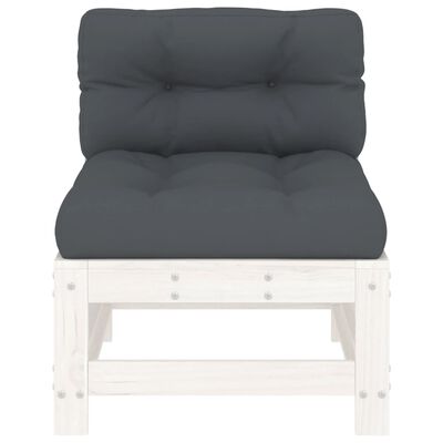 vidaXL Mittelsofas mit Kissen 2 Stk. Weiß Massivholz Kiefer