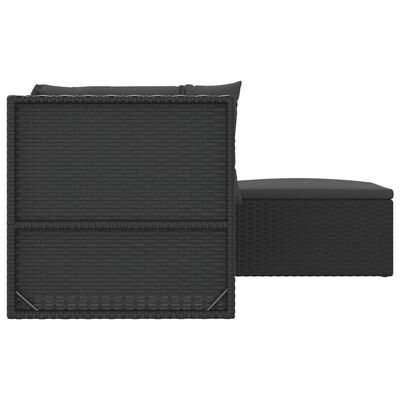 vidaXL 4-tlg. Garten-Lounge-Set mit Kissen Schwarz Poly Rattan