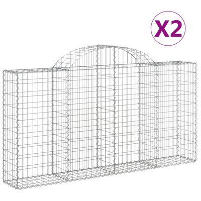 vidaXL Gabionen mit Hochbogen 2 Stk. 200x30x100/120cm Verzinktes Eisen