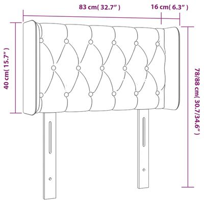 vidaXL Kopfteil mit Ohren Dunkelgrau 83x16x78/88 cm Samt